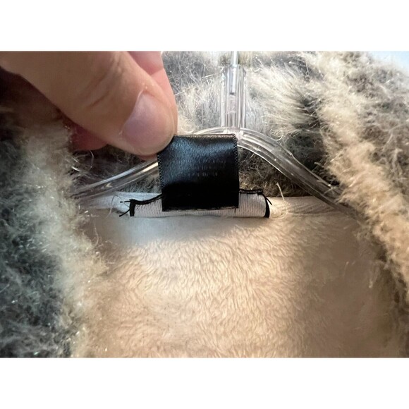 Natori Women's Faux Fur Trimmed Cozy Plush Kaftan Long Rob Size L Ivory Luxury - Picture 7 of 8